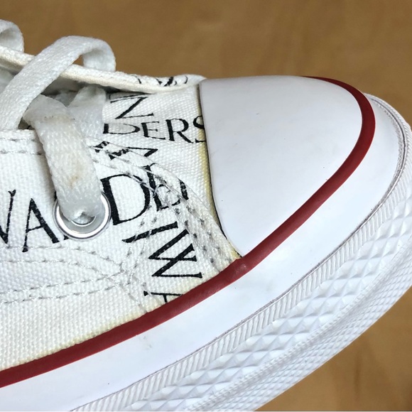 JW Anderson White Converse Edition Grid Logo Sneakers Unisex Size 12. - Picture 6 of 13